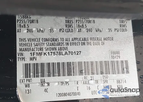 2008 Ford Expedition El Eddie Bauer from USA, damaged, VIN 1FMFK17578LA70127